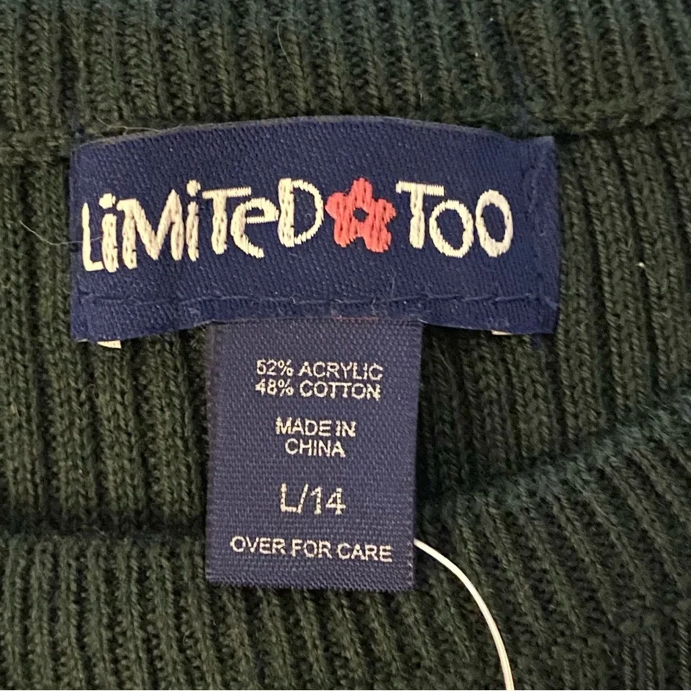 Vintage Limited Too Girl's Dark Green Ribbed Tank Top Size L (14) Y2K Retro NWT
